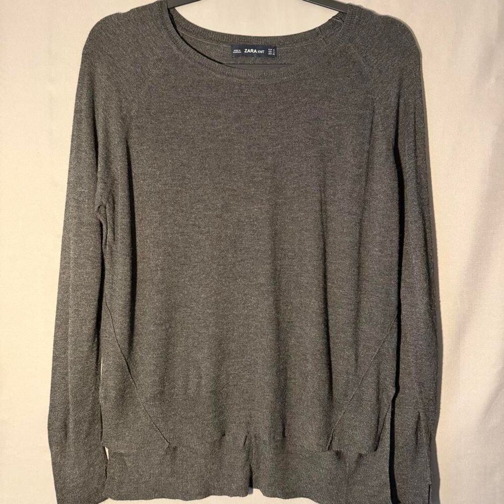 Zara knit gray heather long sleeve sweater